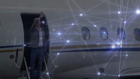 animación de la red de conexiones sobre los empresarios en el aeropuerto