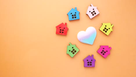 colorful houses around a heart