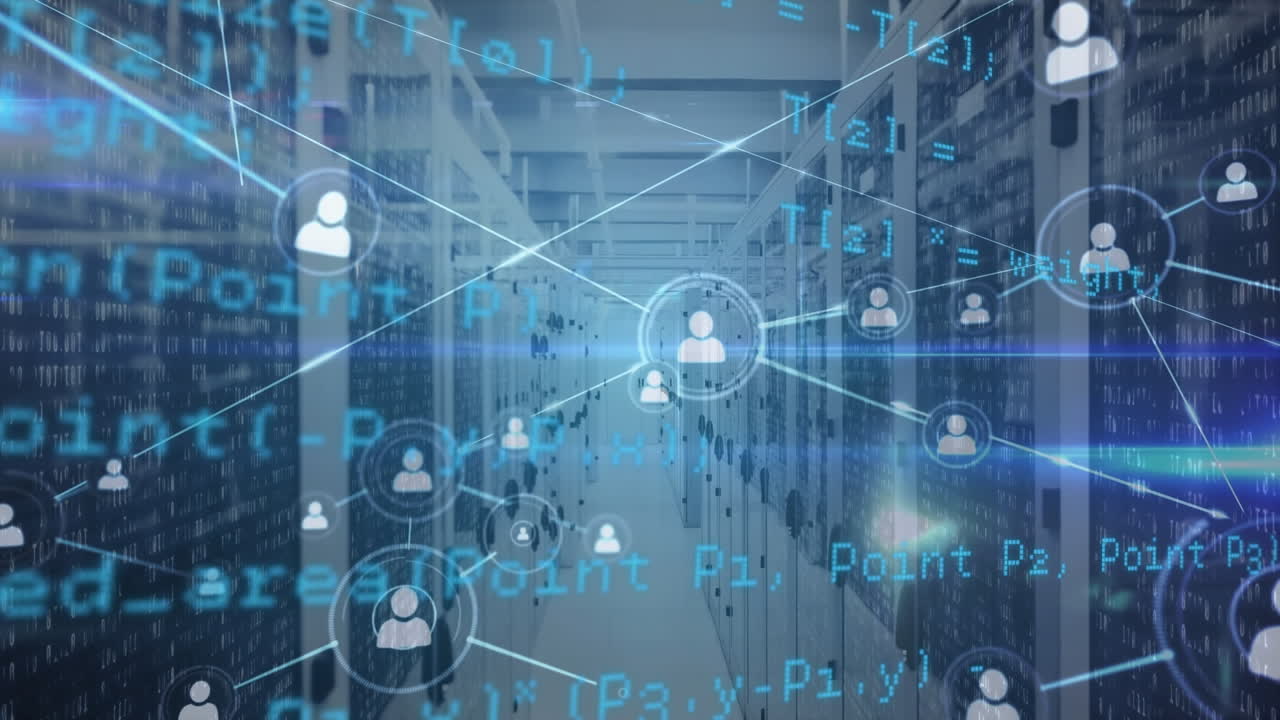 Animation of data processing over server room