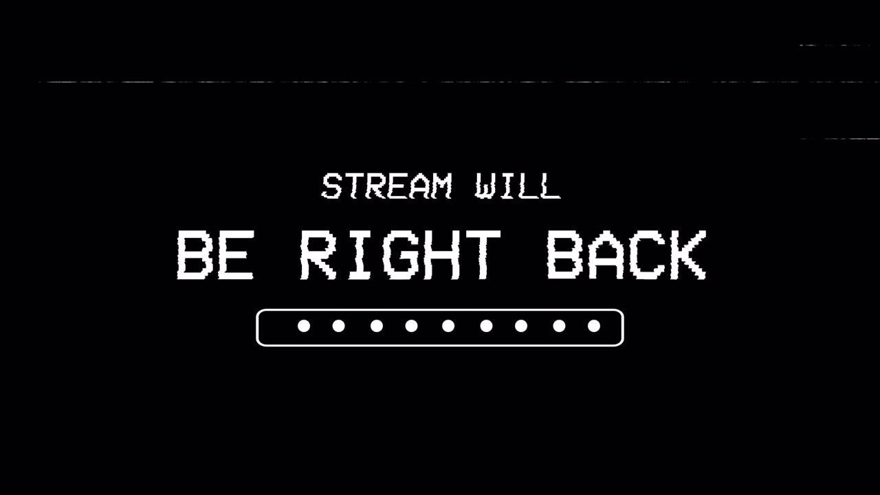 Pixelated 'Stream Will Be Right Back' Message with Glitch Effect