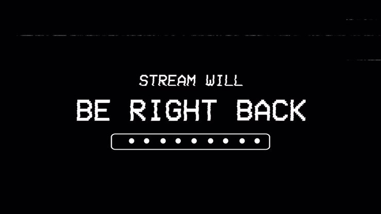 Pixelated 'Stream Will Be Right Back' Message with Glitch Effect