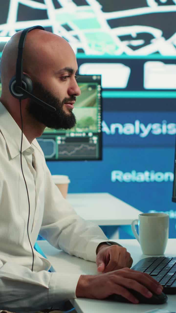 Professional Man in Headset Providing Customer Support in Office