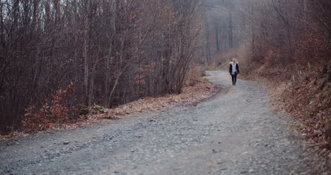 leisure activities sport tourist walking along mountain trail in mountains 19