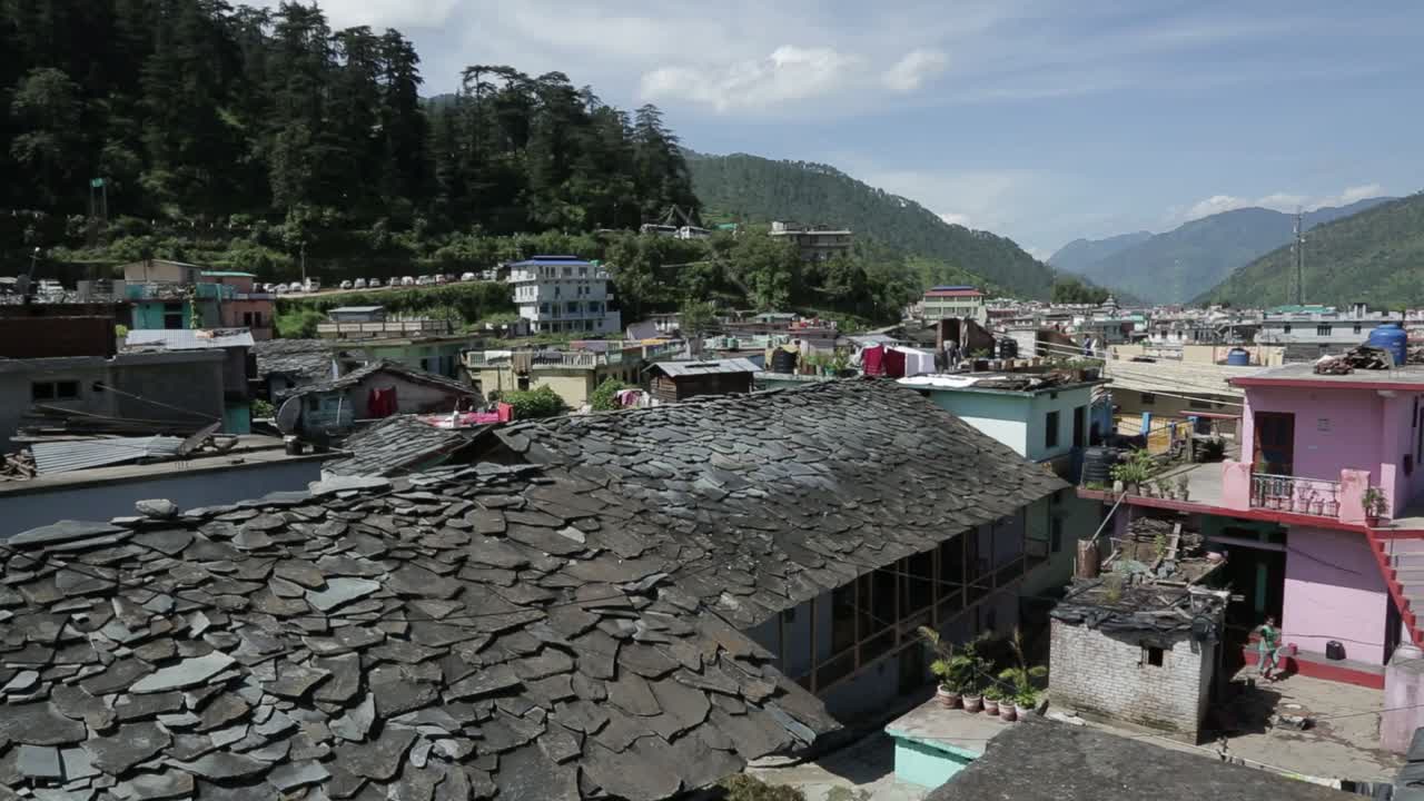 Aerial View of a Mountain Village in the Himalayas