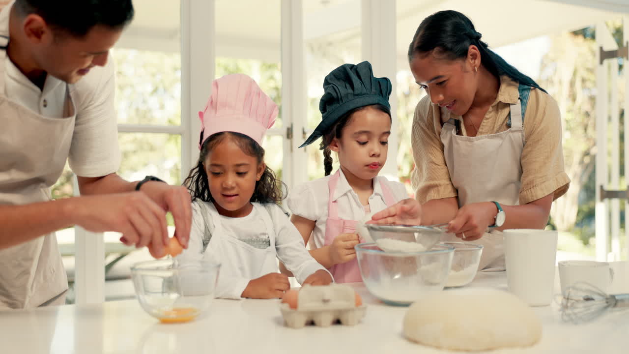 Baking, ingredients and parents teaching children