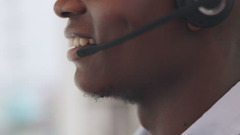 face, mic and call center employee with black man