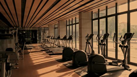 fitness equipment in modern gym.