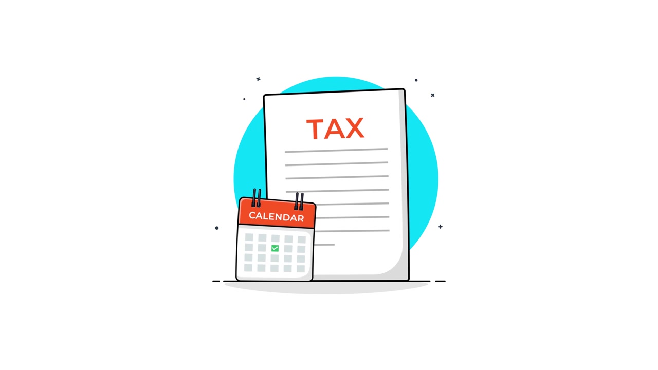 Illustrazione animata di Documento Fiscale e Scadenza sul Calendario