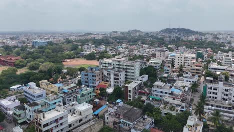 aerial footage captures the vibrant urban and residential area of vijayawada, a thriving city in andhra pradesh, india.