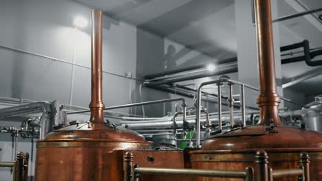 copper beer brewing equipment in brewery