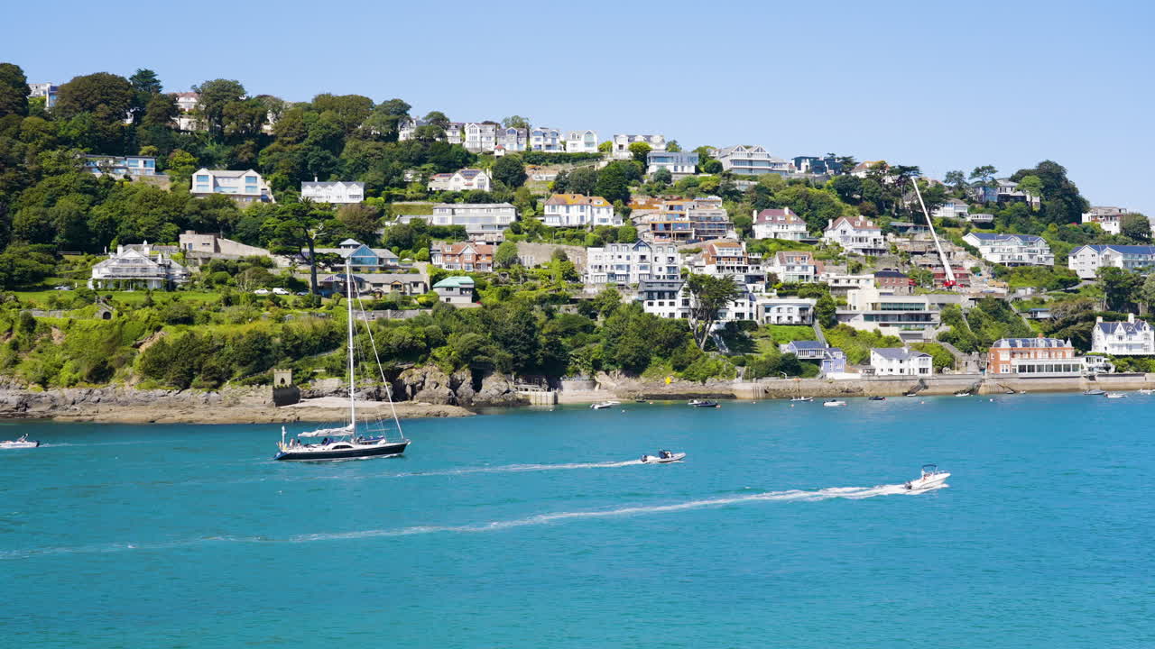 Coastal Town with Boats and Houses