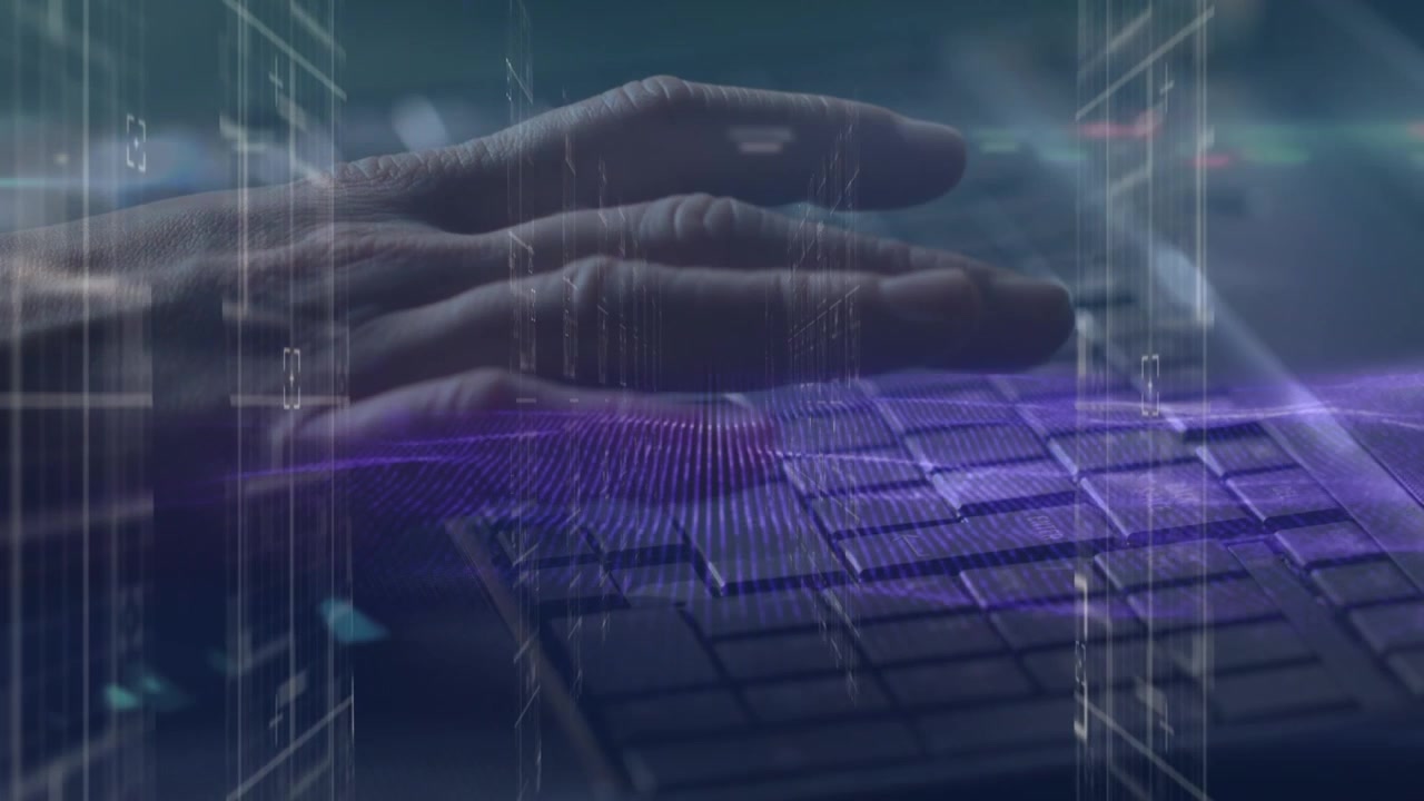 Animation of data processing over woman wearing face mask