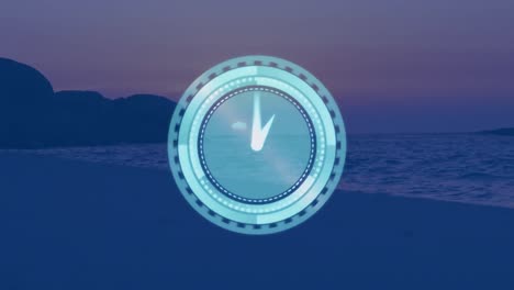 animación de un reloj moviéndose rápidamente sobre el paisaje
