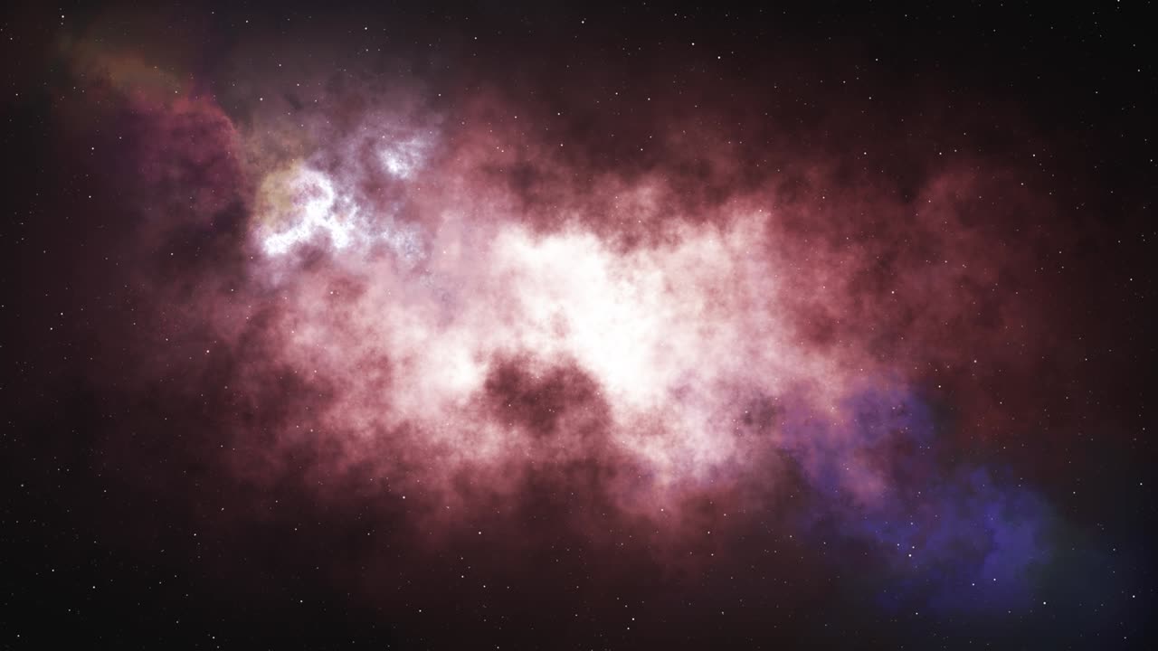 Seamless looping animation of space flight to a beautiful nebula