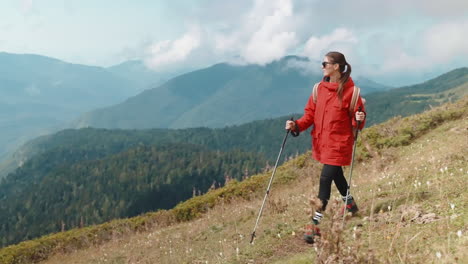 woman hiking in mountains
