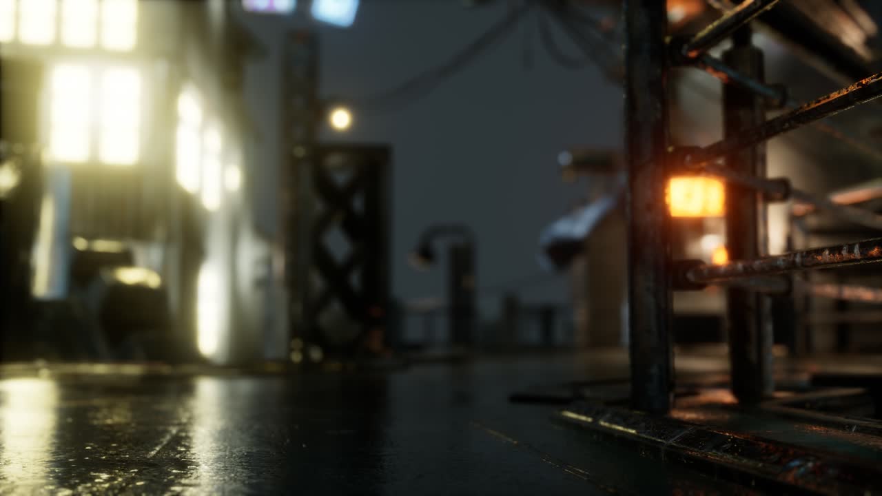 밤에 비가 내리는 도시 거리