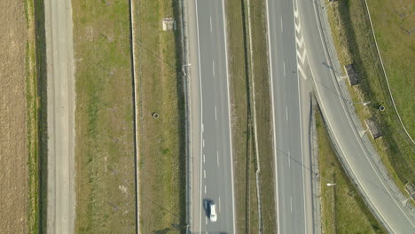 cars traffic on highway road s7 cdry poland aerial view from top to bottom daytime