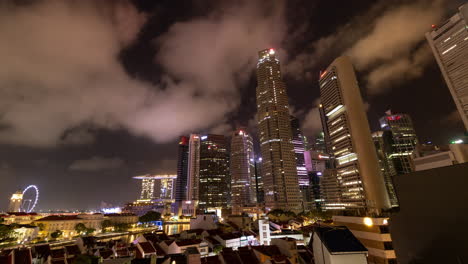 singapore - 5 march 2025 : timelapse of the singapore central business district skyline at night