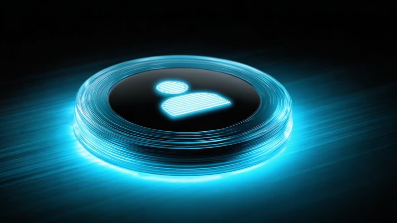 A Futuristic Glowing Icon Representing a User Profile in a High-Tech Setting, Stunning Visuals Conveying Digital Identity and Connectivity