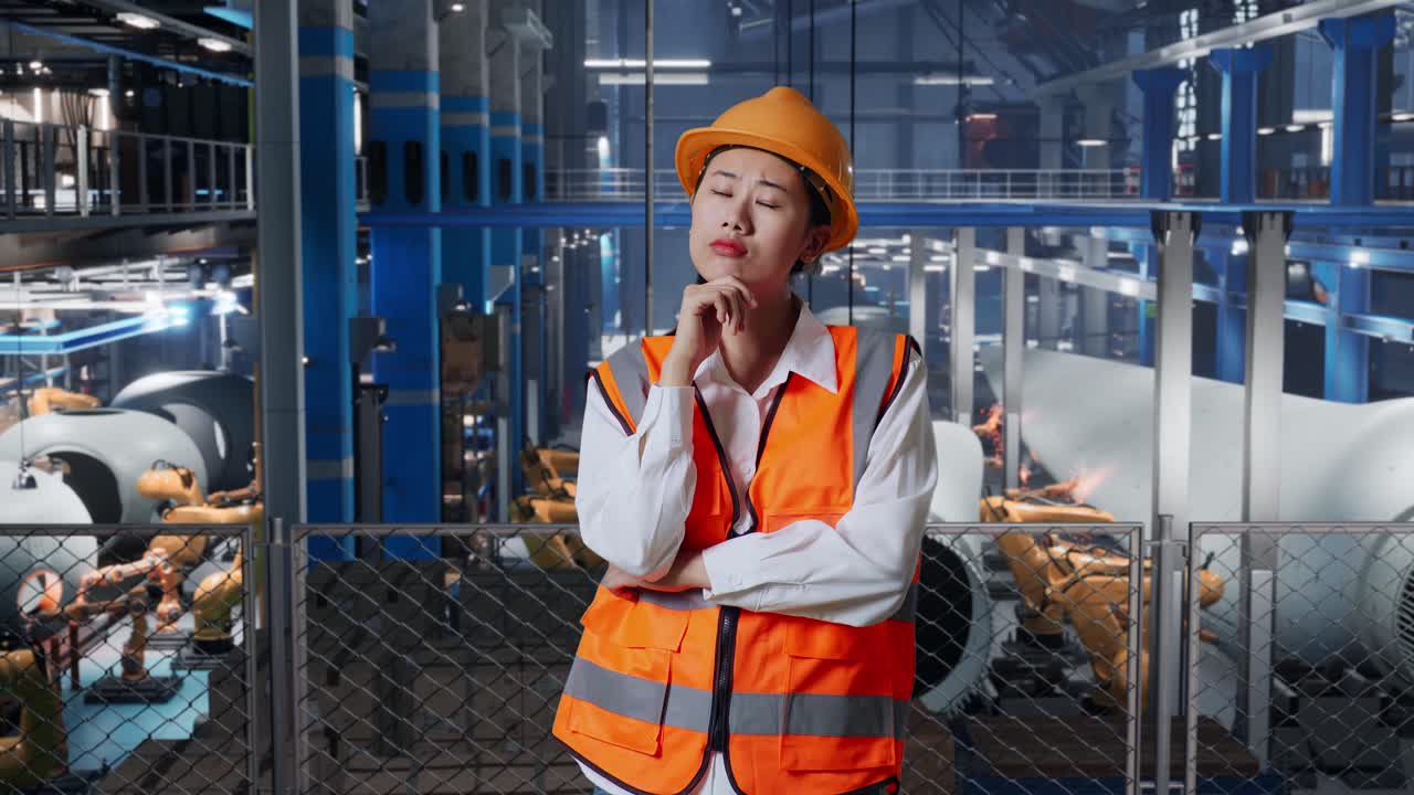 사려 깊은 자세 의 공장 노동자