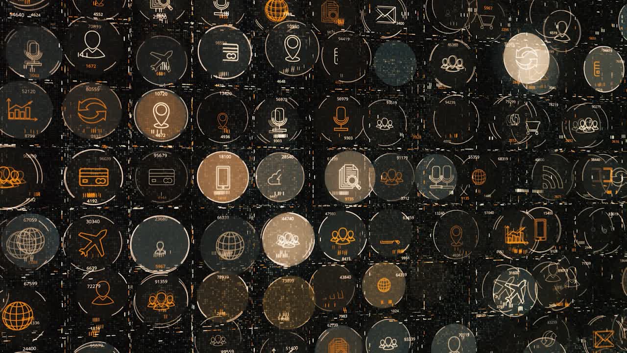 아이콘을 가진 디지털 인터페이스