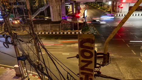 timelapse of rush hour traffic in central bangkok at night