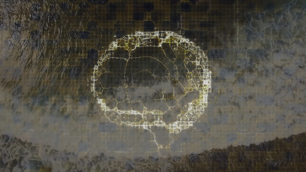 animación del cerebro humano sobre el paisaje marino