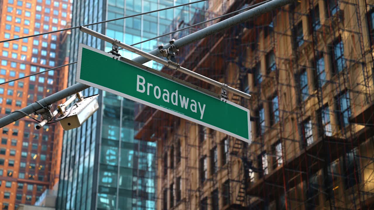 Broadway sign and skyscrapers in New York City