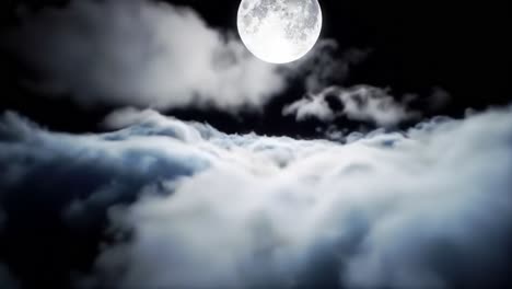 a majestic full moon illuminating wispy clouds in a starry night sky, creating a dreamy ethereal atmosphere perfect for nighttime reflection and contemplation
