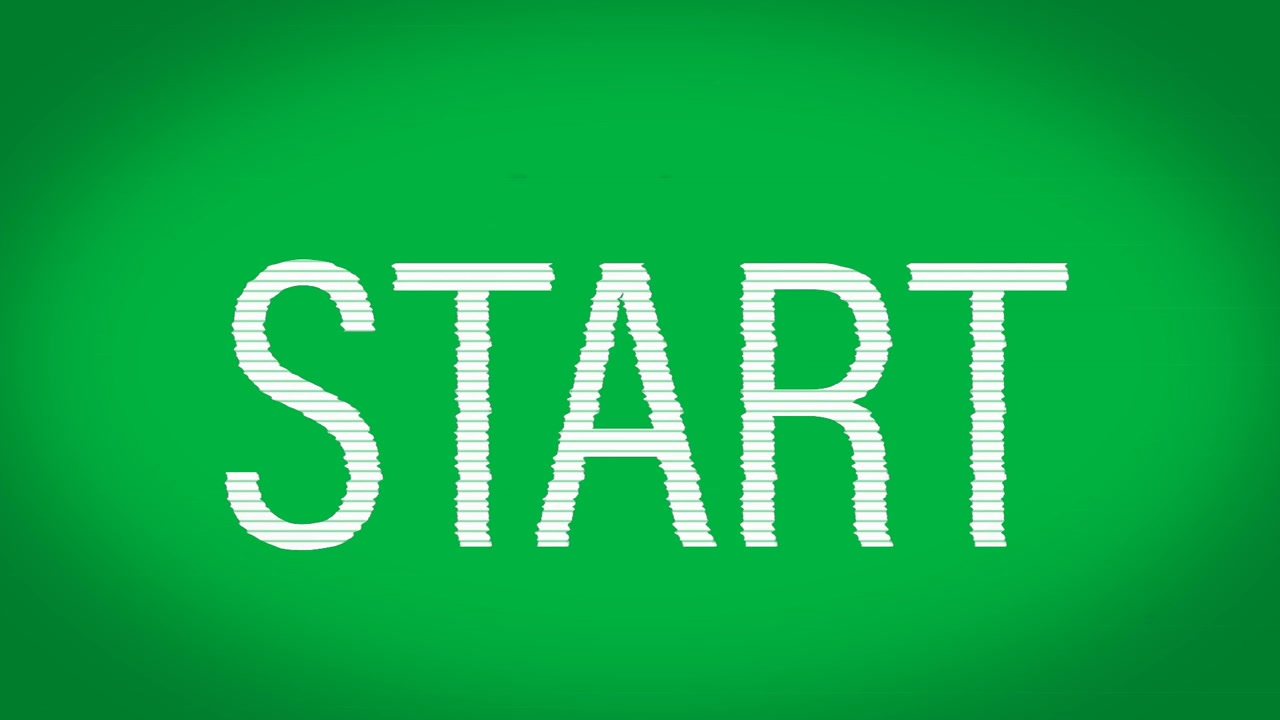 Animation of the word start in white letters with colourful distortion on white background