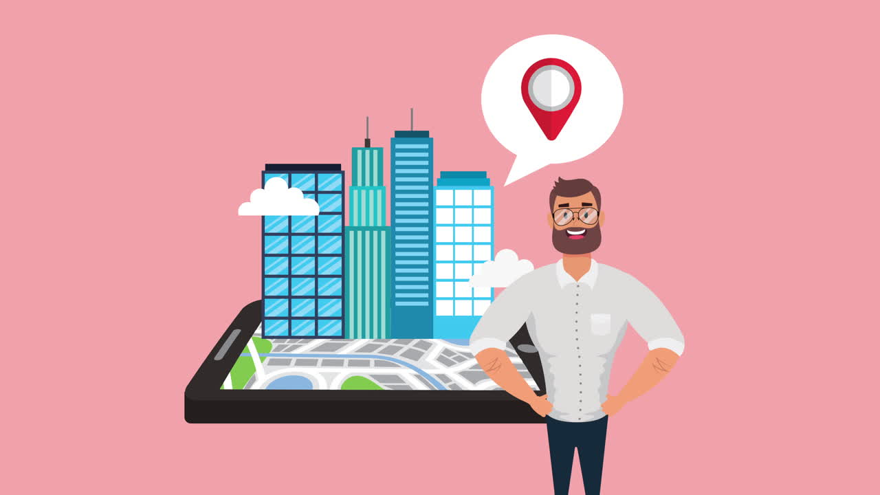 hombre y tableta con aplicación de tecnología gps