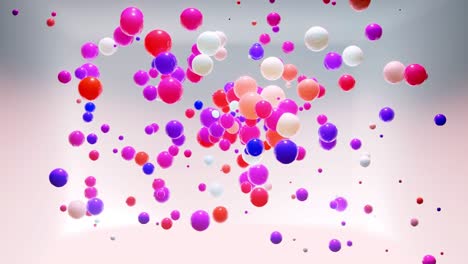 abstract composition of colorful balls in air, which randomly light up and reflect in each other. multicolored spheres in air as simple geometric light background with light effects in ligth room