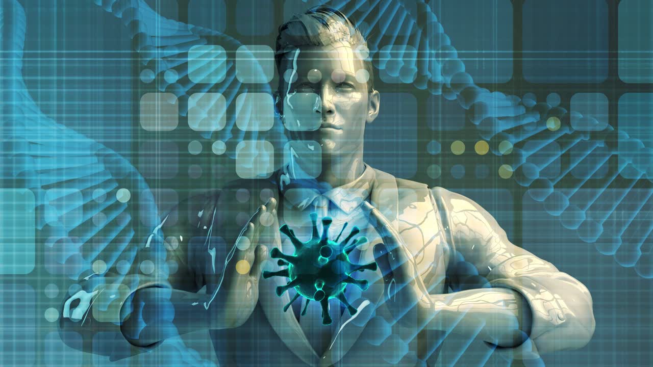 covid-19 con personal médico que contenga el germen del virus