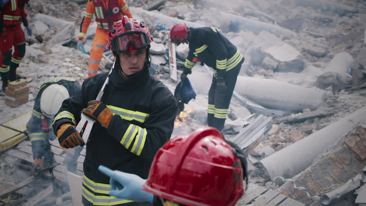 Emergency Response Team at Disaster Site