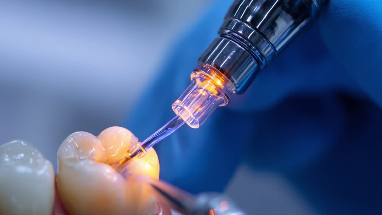 A Close-Up View of Advanced Dental Technology in Action: An Innovative Procedure Utilizing a Precision Tool for Effective Oral Care and Treatment