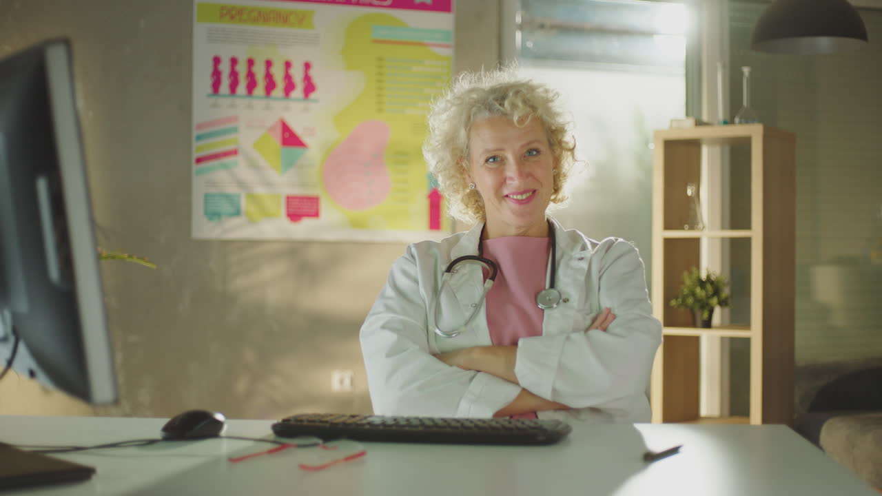 Smiling Female Doctor in Modern Medical Office