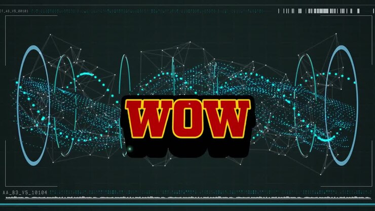 Animation of wow text over green spinning dna strand