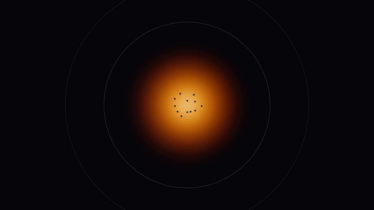 Animazione astratta di un razzo che si lancia ed espande in un nucleo luminoso