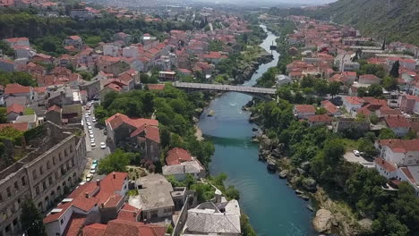 lucki bridge over neretva river in medieval city of mostar, bosnia