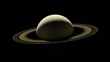 planet saturn moving in outer space