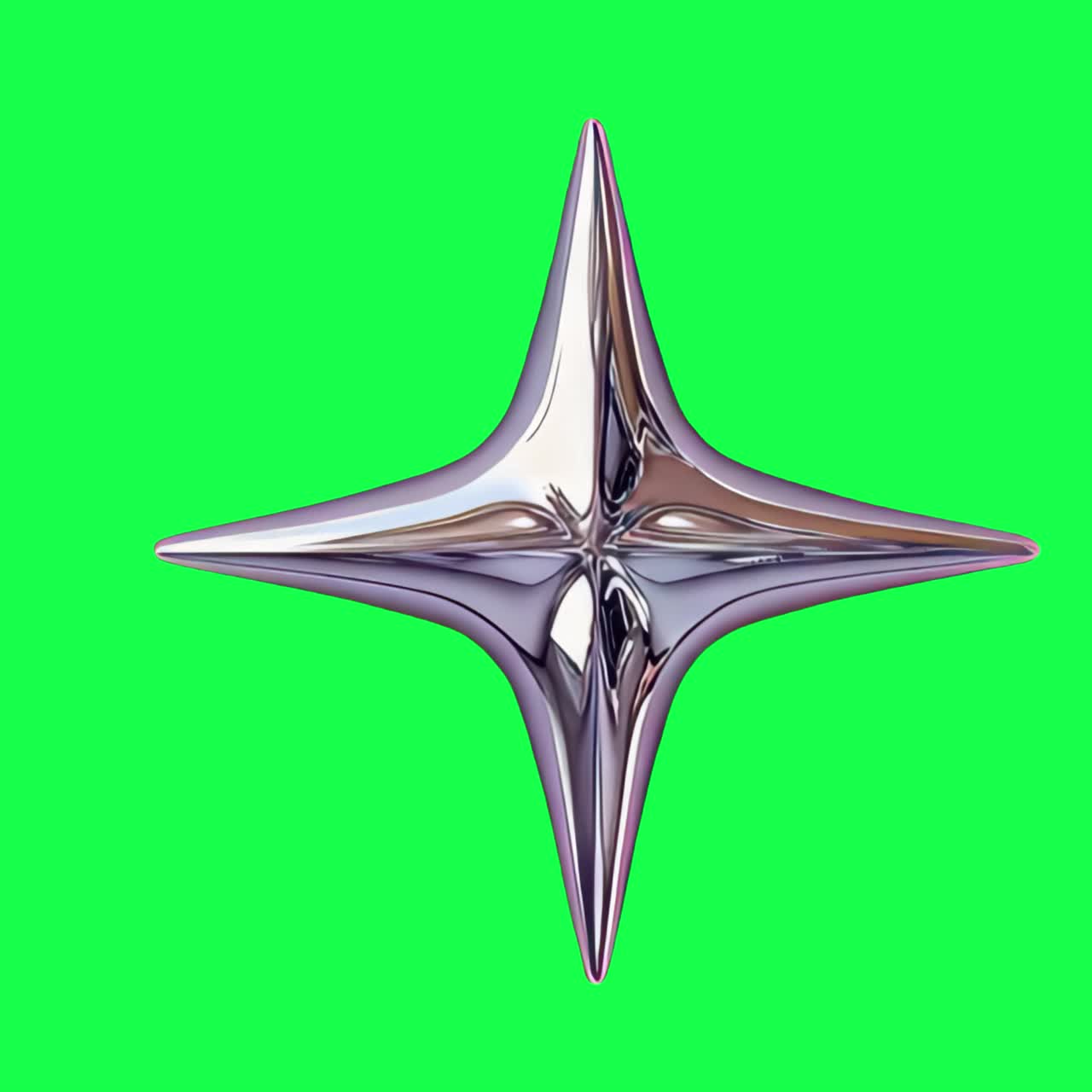 Futuristic metallic star design animation, transparent 4K video, green screen