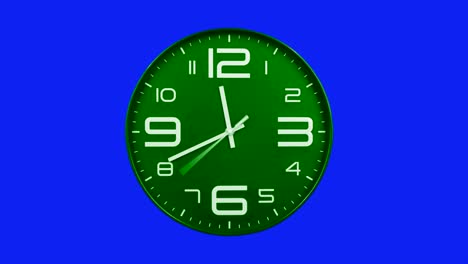 modern green clock face moving fast forward