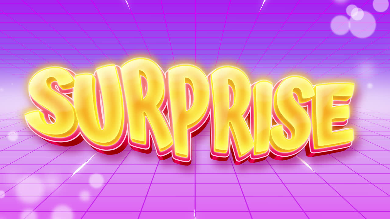 SURPRISE Glowing Retro Text Effect with Grid Background