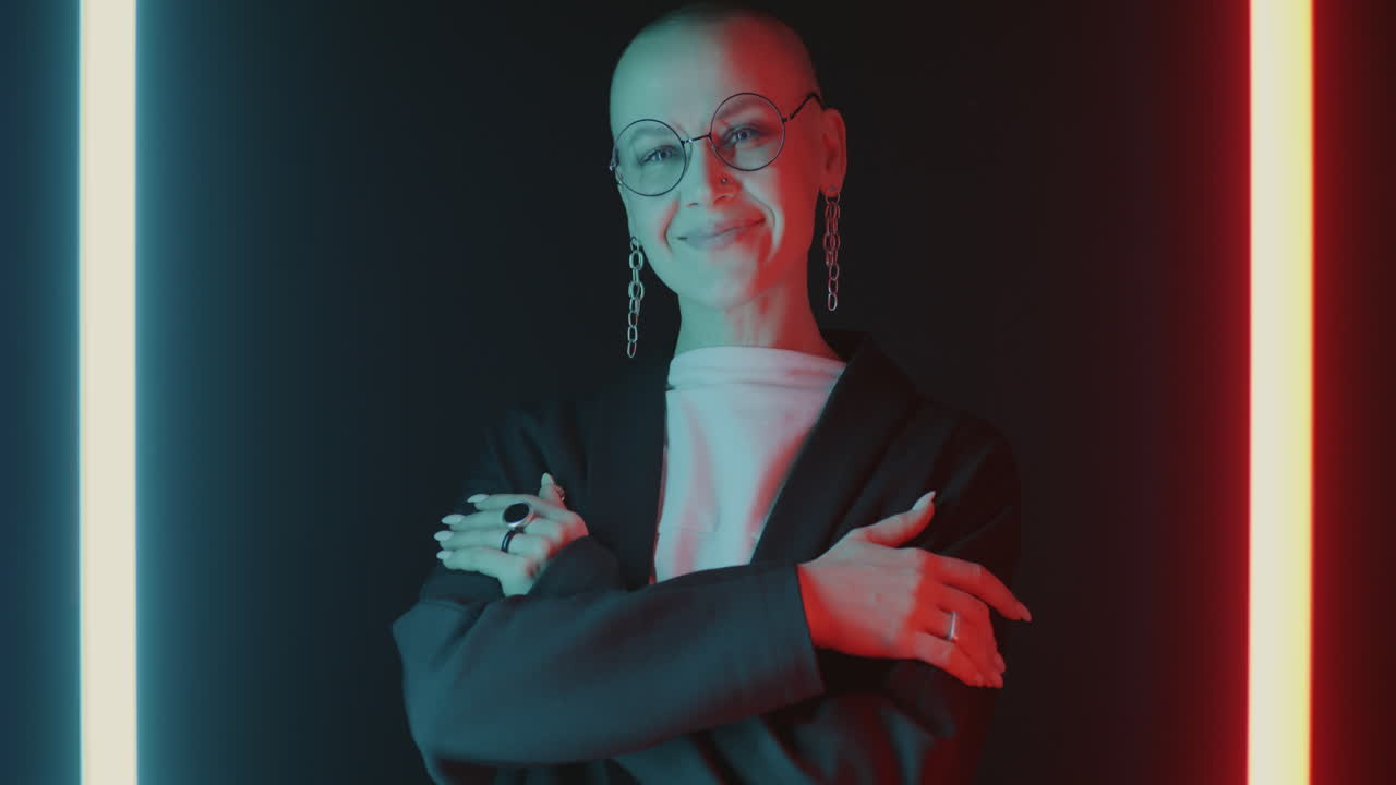 Confident Woman in Neon Lights