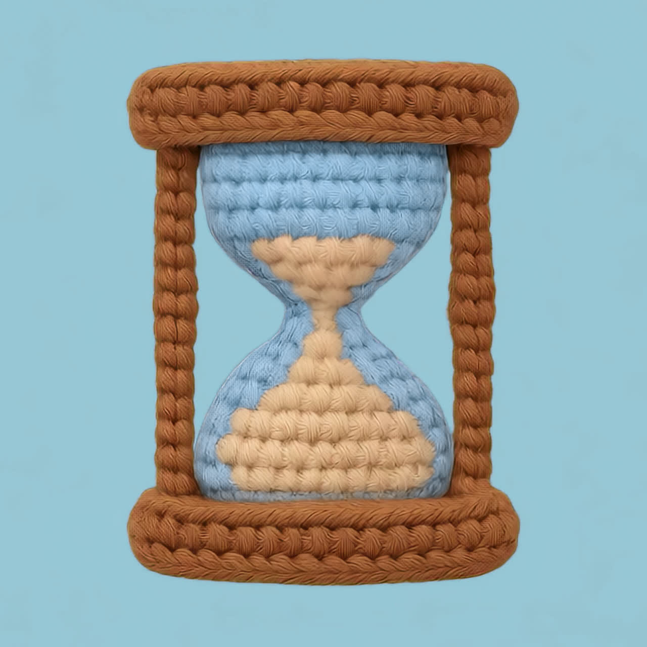 Crocheted hourglass with pastel colors animation isolated asset, transparent 4K video, alpha