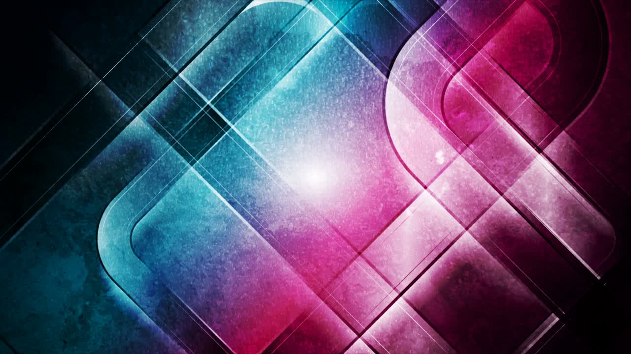 Geometric grunge technology motion background with glossy squares