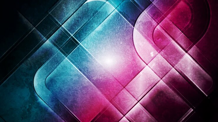 Sfondo animato tecnologico grunge geometrico con quadrati lucidi
