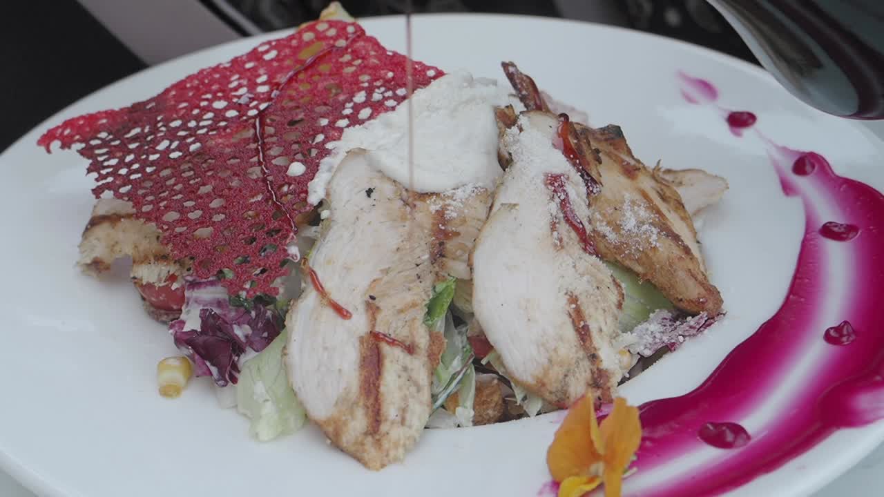 Chicken Salad with Beet Chips