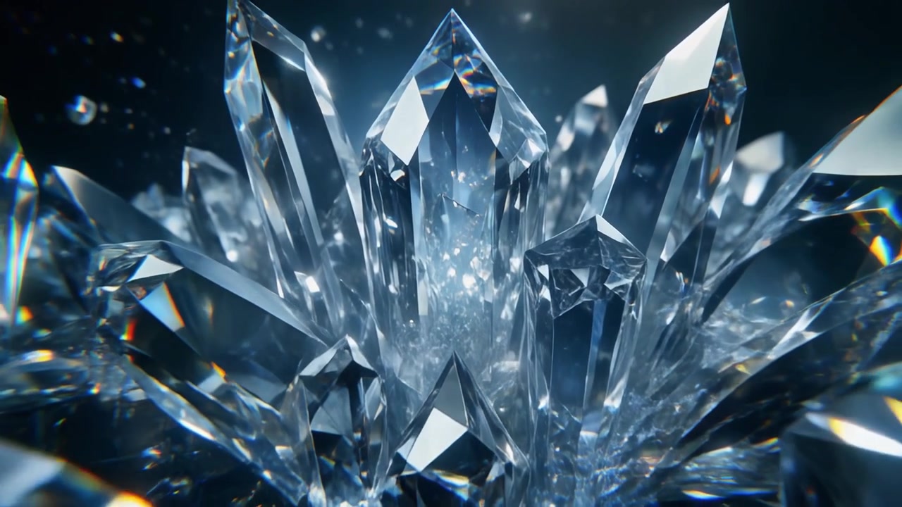 Primo Piano di Cristalli di Quarzo Trasparenti Luminosi