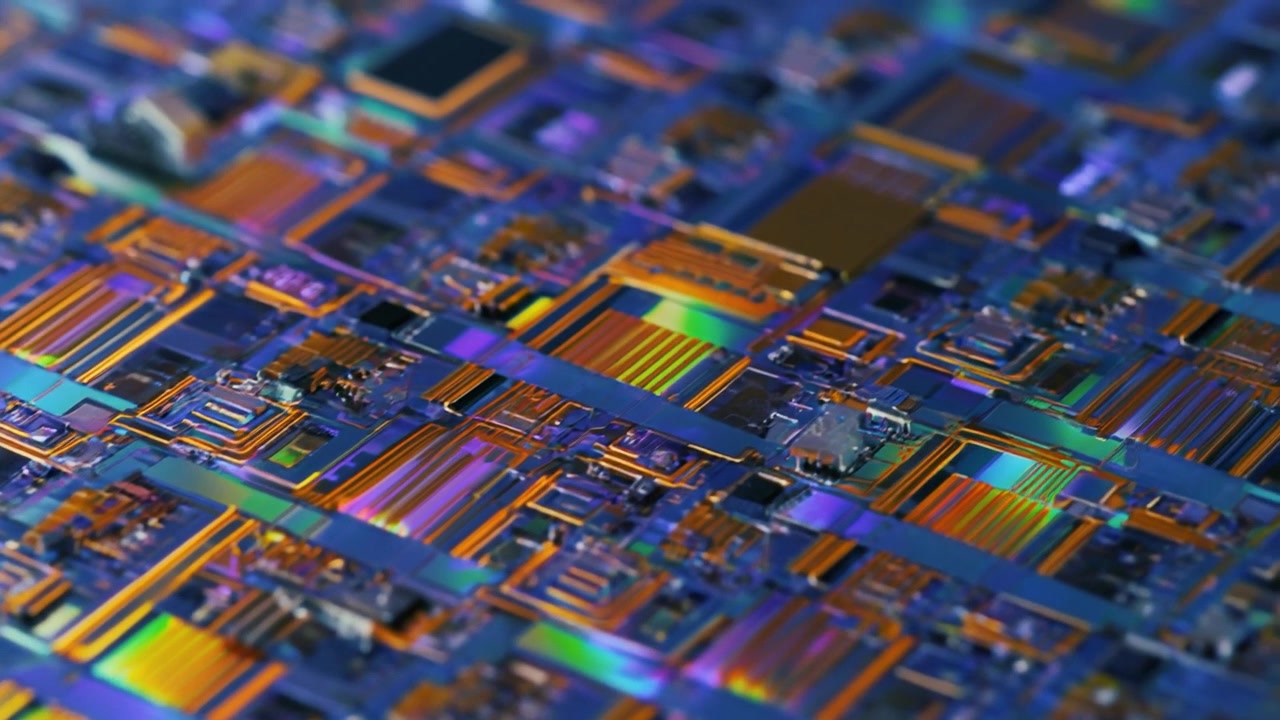 Macro View of Integrated Circuit Silicon Wafer Surface
